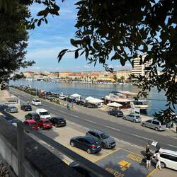 Elevated views of the new city across the harbor.