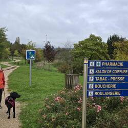 The park leads from our aire into the village with handy signpost