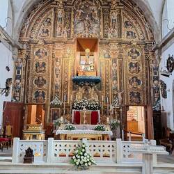 The inside of the church of Our Lady of the Boats at Muxia.