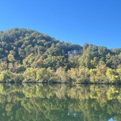 This beautiful home way up on the bluff, has a great view!