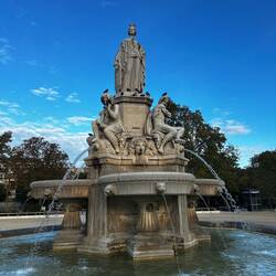 Fontaine Pradier, the woman represents Nimes, the 4 smaller statues are for the 4 rivers in Nimes
