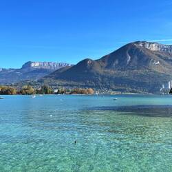 Lake Annecy with the alps as a backdrop