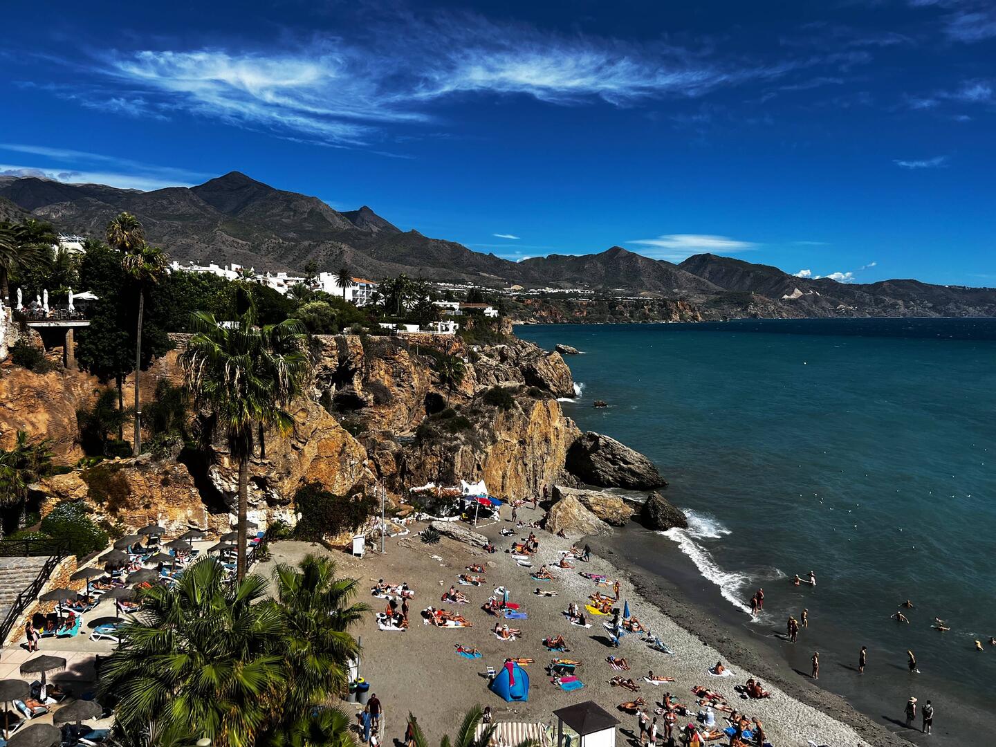 Playa Calahonda in Nerja, viewed from the promenade to Balcón de Europa.