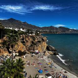 Playa Calahonda in Nerja, viewed from the promenade to Balcón de Europa.