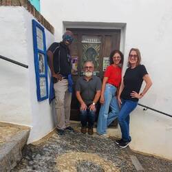 A group shot in a Frigiliana doorway.