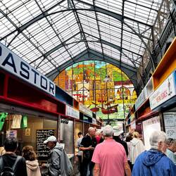 The stained glass is a highlight at the market, where Sergio's father owned a stand for many years.
