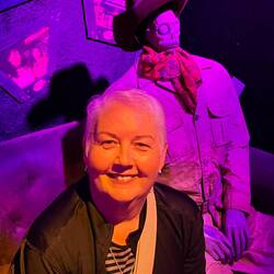 Danielle with one of the monsters from Beetlejuice