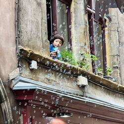 Ian spotted this little guy blowing bubbles this morning