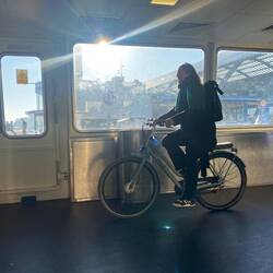 Ride straight on ride straight off most don't even get off their bikes whil on the ferry.