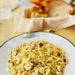 Trofie mit Ganberi & Aubergine