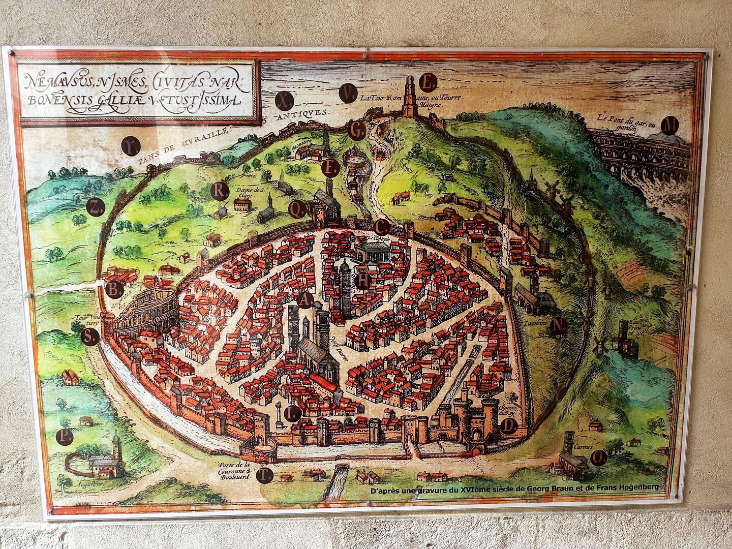 Nimes map from 16th century
