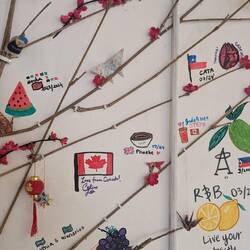 Signed my name on the volunteer wall. Of course drew a little picture of my favourite dessert too!