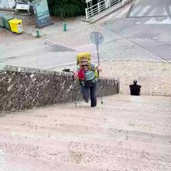 We had a set of stairs leaving Sarria and another arriving in Portomarin