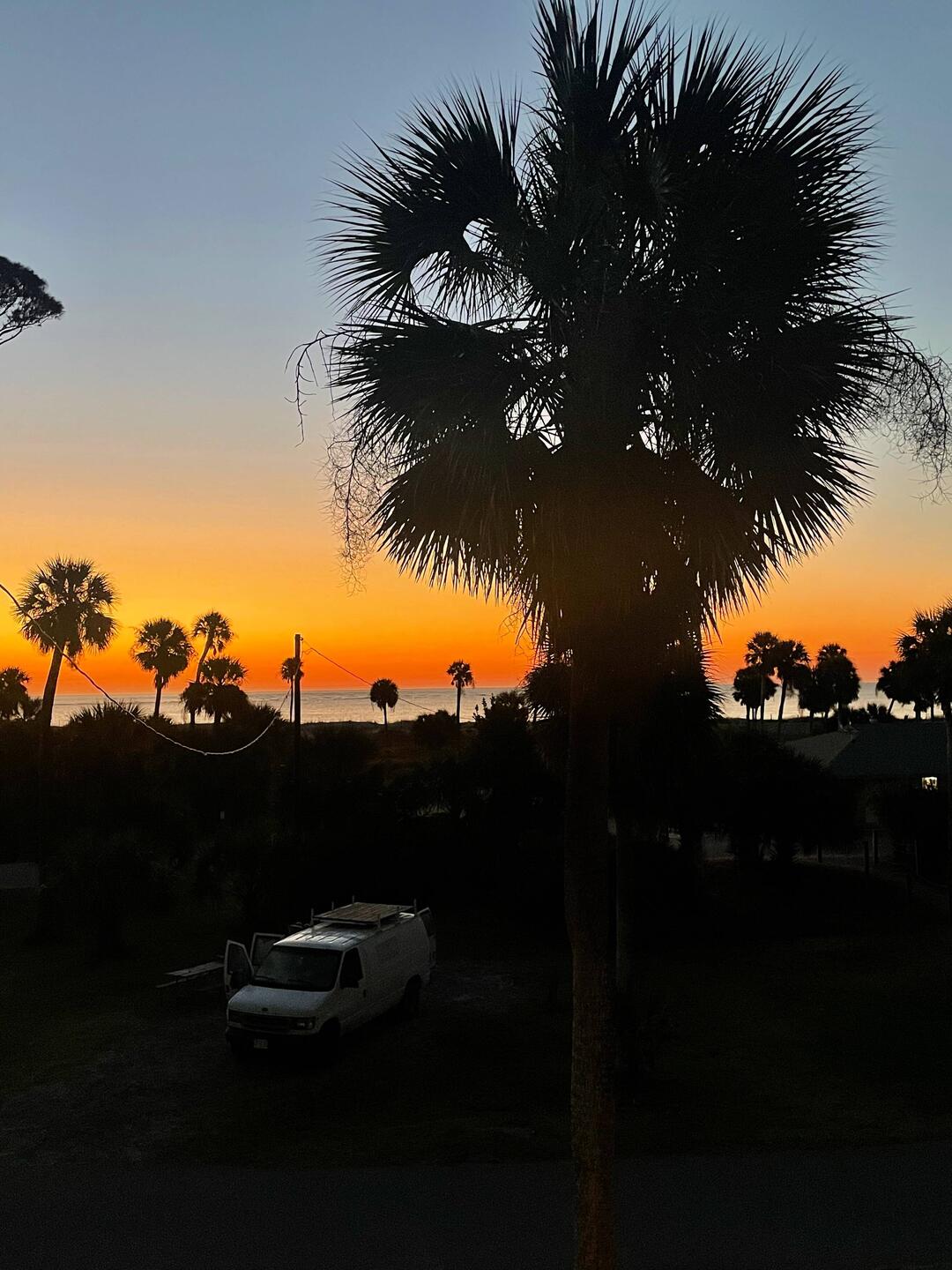 Nally and the sunrise at the campground (no filter necessary!)