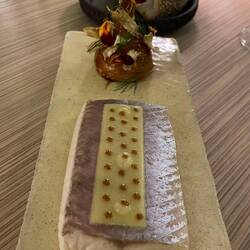 Cevennes Lake Char in Beeswax, Lemon Butter, Fried Artichoke