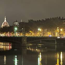 Lovely lights of Lyon reflecting on the Rhône