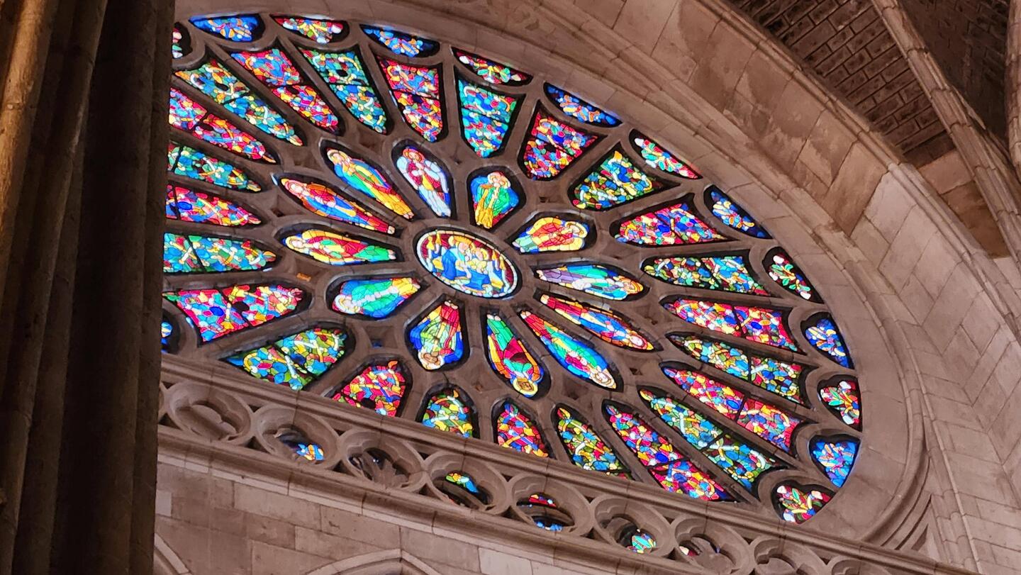 One of the rosette windows in the León Cathedral
