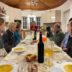 Family style dinner, such a wonderful experience with these fellow pilgrims from all over the world
