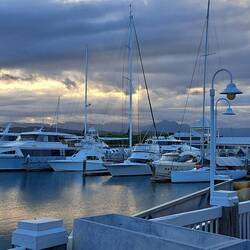 Sunset view from our dinner table at Hemingways Port Douglas