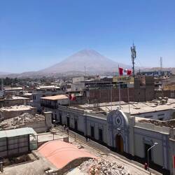 Rooftop views of the Misti Volcano