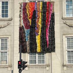 Lovely colourful fabric installation