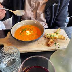 Ian's tomato soup with cheesy toast