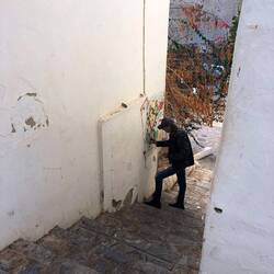 Someone making a mural with his fingers