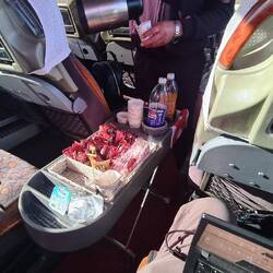 A tea trolley! On a bus!