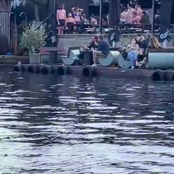 Crazy Danes plunging into the cold cold water