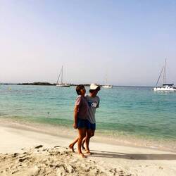 Isabelle and Jerome with Inuk in the background