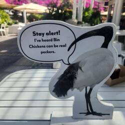 Signs warning about Ibis problems at Southbank