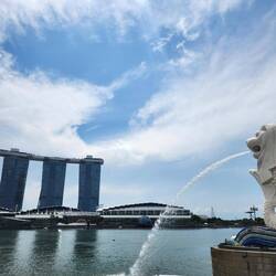 Merlion and hotel