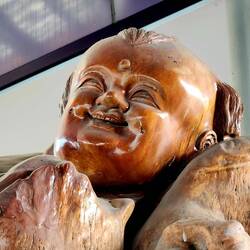 Made from a special type of wood that when carved takes on a golden hue