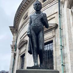 One of about a dozen large statues surrounding the Marble Church