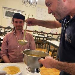 Dinner at the only restaurant in this little town with my German friends.