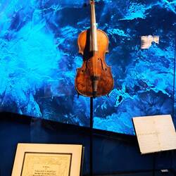 The actual violin that was played to calm passengers as ship sunk. Found this very moving