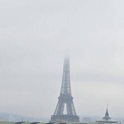 Eiffel tower in fog