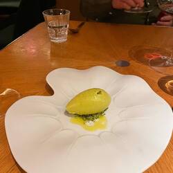 Pistachio gelato with olive oil