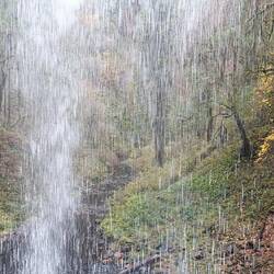 Behind the falls! Most of the falls have a grotto behind them; due to the volcanic geology