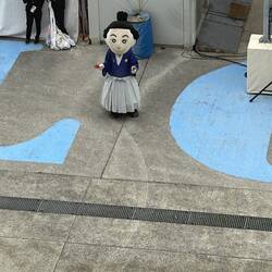 Kochi mascot waving goodbye as we left the pier.