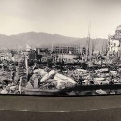 Ruins after bombing before being restored.