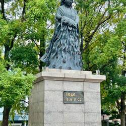 Mother and Child statue commemorating the 50th anniversary of the bombing.
