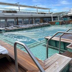 Swimming pool was closed because of the motion of the ship.