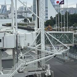 Looking from our verandah at part of the gangway to get off the ship.