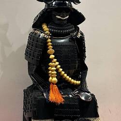 Armour of General Honda Tadakatsu with the distinctive black antlers on the helmet.