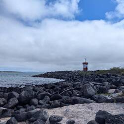 Hiking to a beach out of town