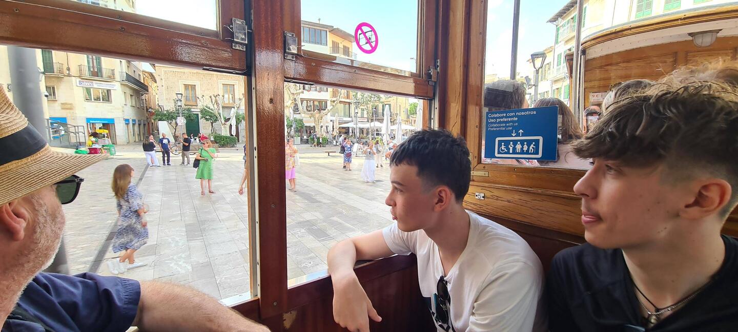Tram through Soller town