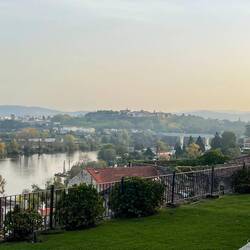 Looking across the river to the castle in Valenca, Portugal.