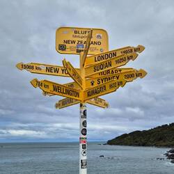 Signpost am Stirling Point