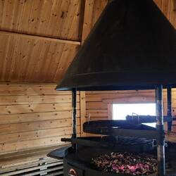 Aufwärmen in eine kleinen Hütte